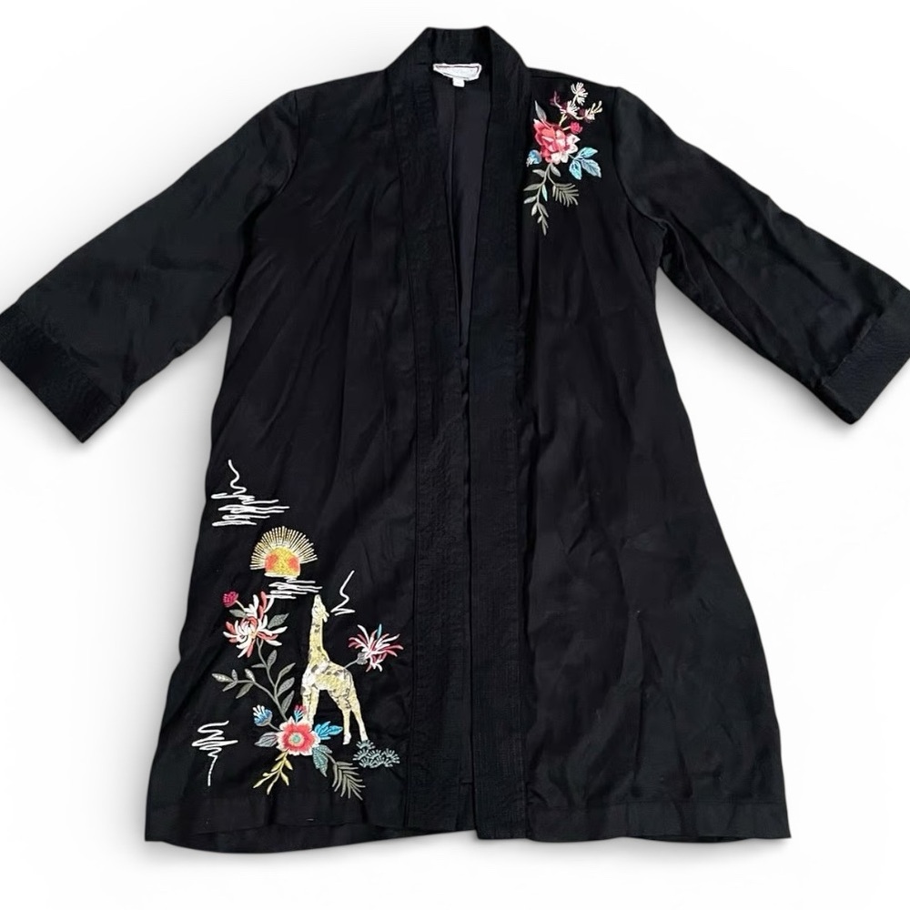 Johnny Was extremely heavily embroidered “Giraffe Savannah” duster RARE NWT - Picture 8 of 11